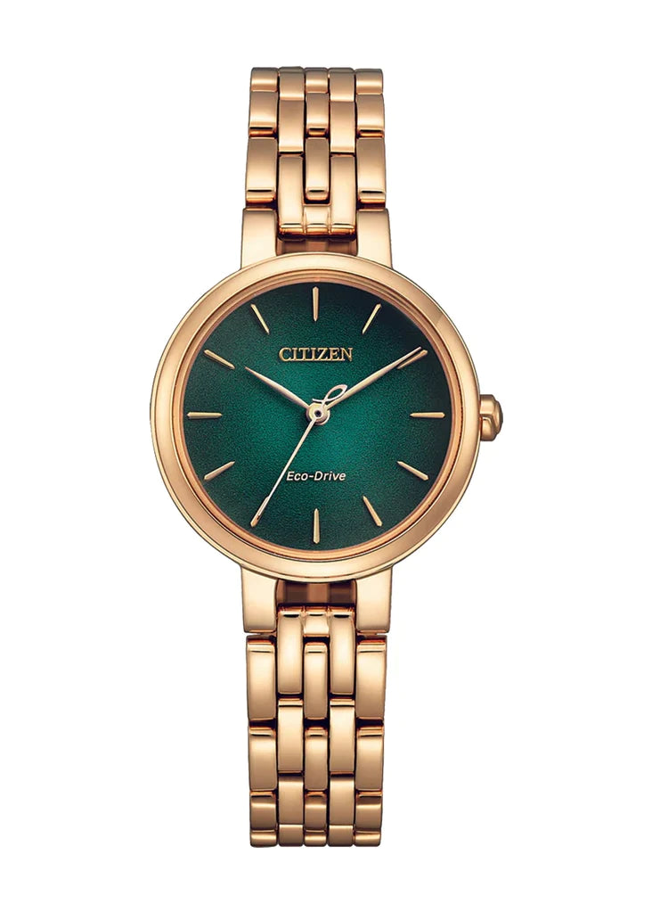 Rose Gold and Green Citizen Ladies Eco Drive Watch