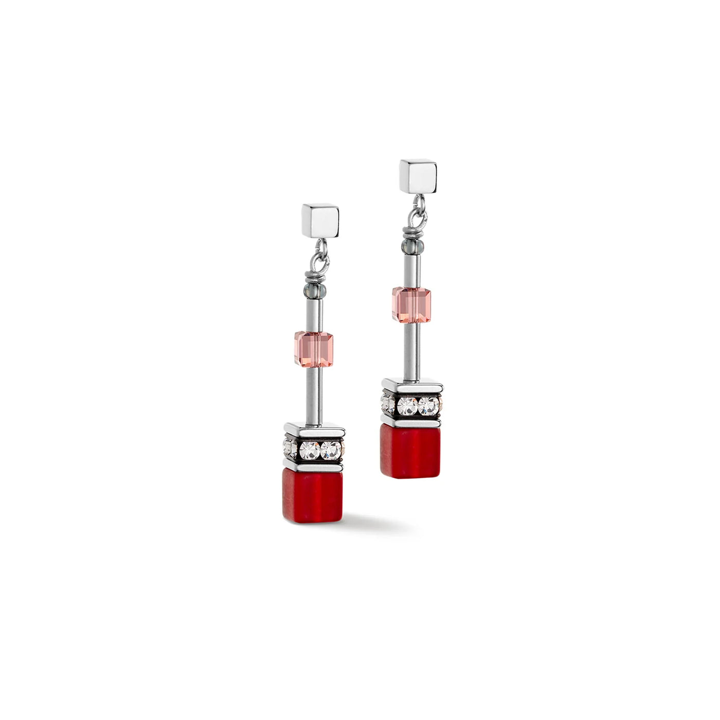 Coeur De Lion Red and Silver Earrings