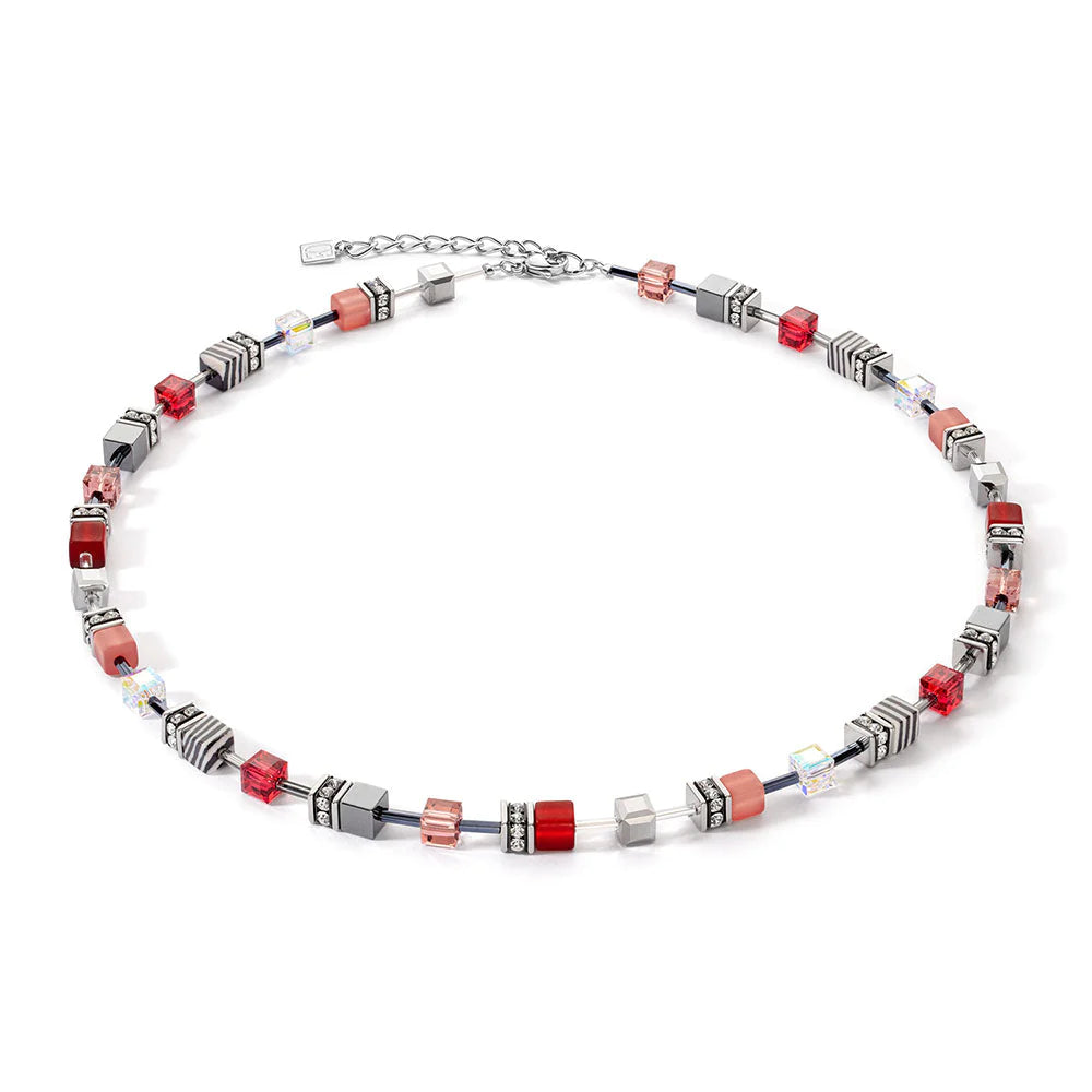 Coeur De Lion Red, Silver and Zebra Necklace