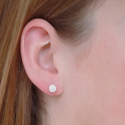 0.50tdw Diamond Cluster Stud Earrings