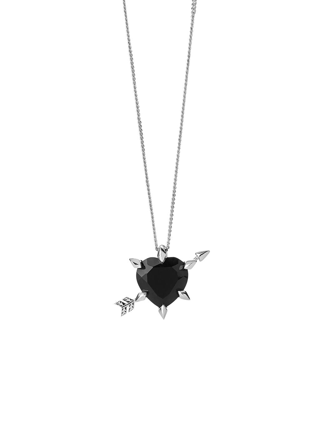 Sterling Silver and Onyx Arrow and Heart Karen Walker Necklace