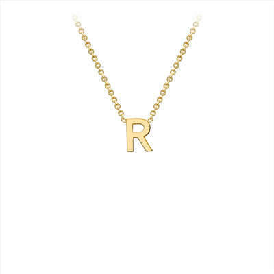9K Yellow Gold 'R' Initial Adjustable Necklace 38cm-43cm