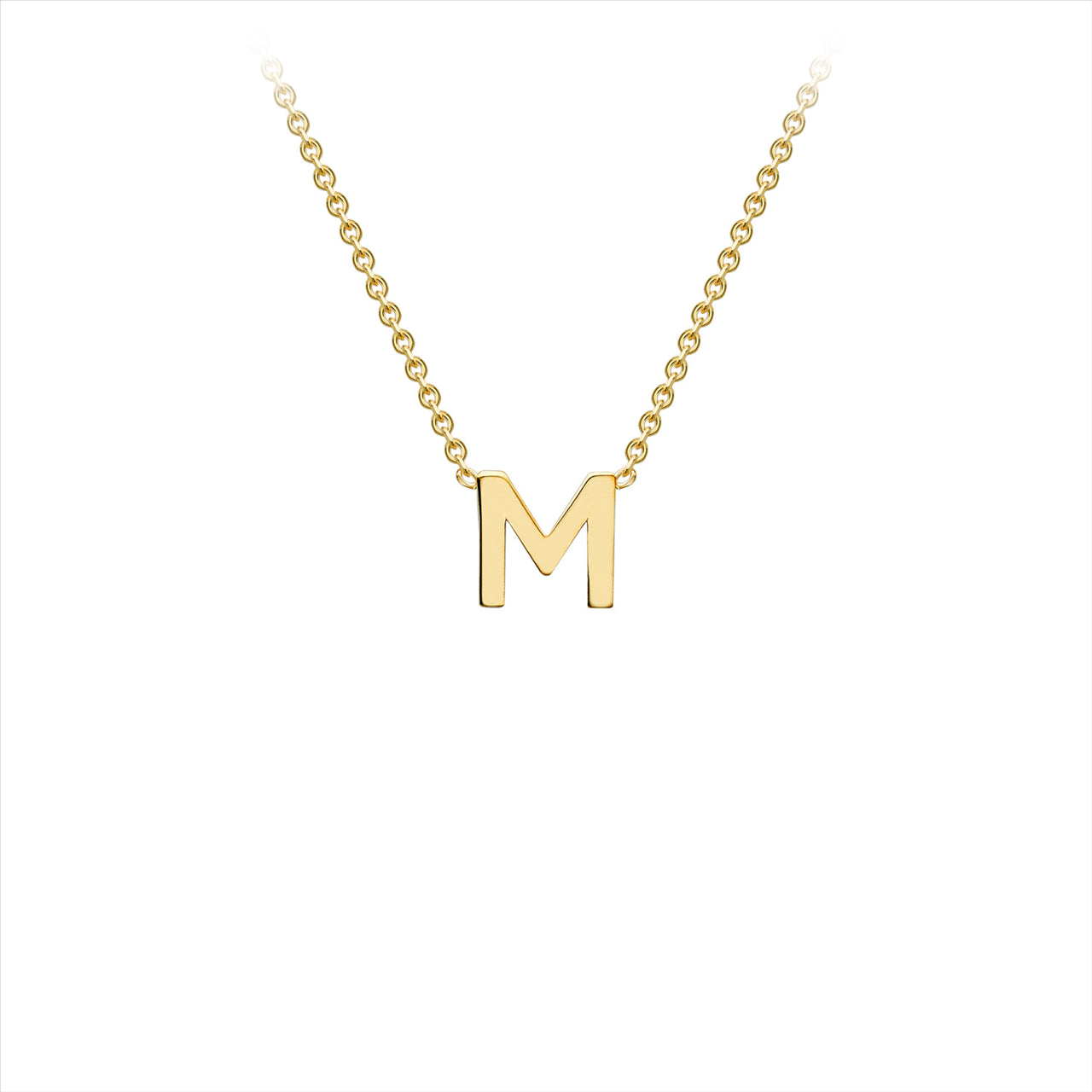 9K Yellow Gold 'M' Initial Adjustable Necklace 38cm-43cm