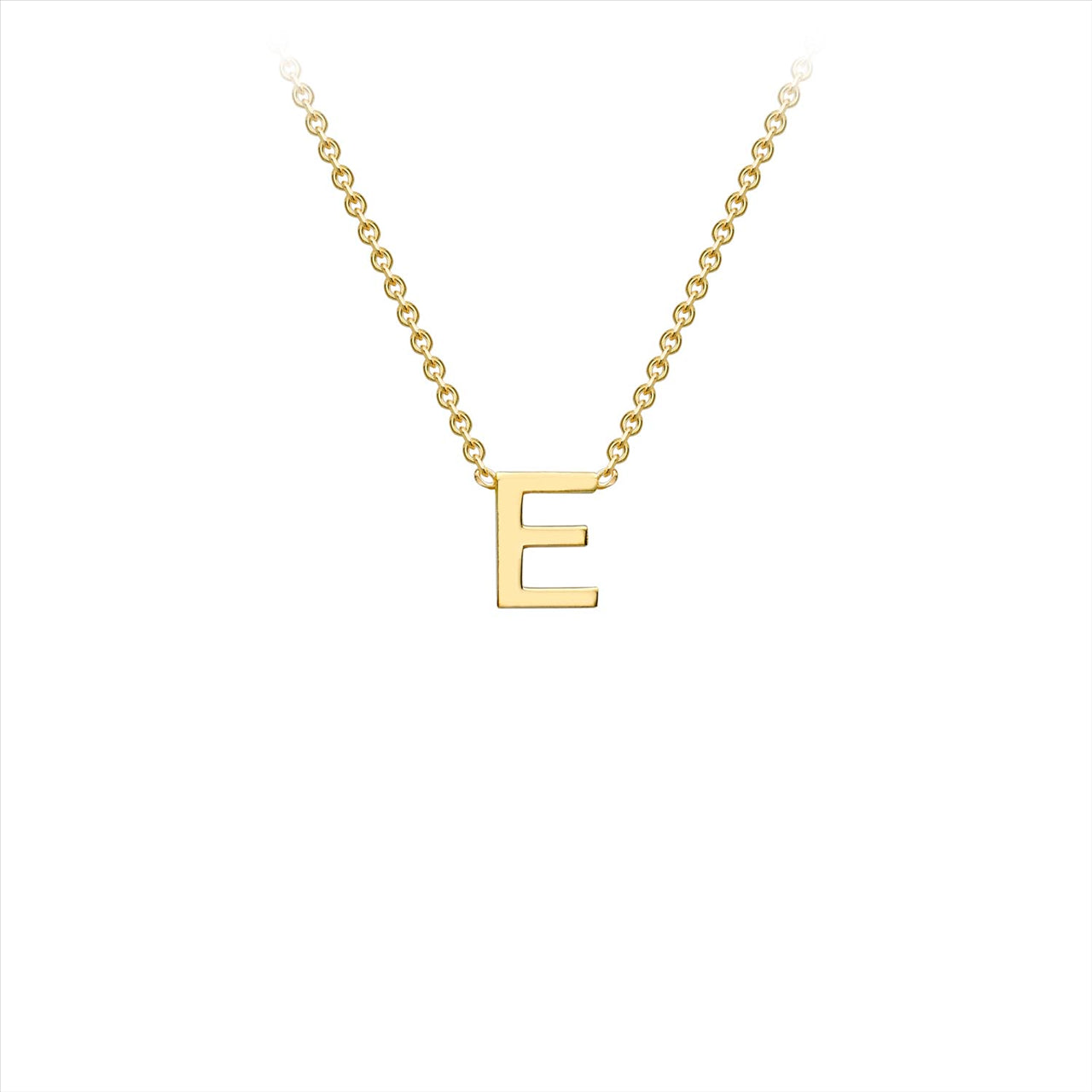 9K Yellow Gold 'E' Initial Adjustable Necklace 38cm-43cm