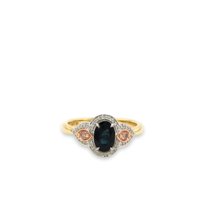 9ct Sapphire and Pink Diamond Ring