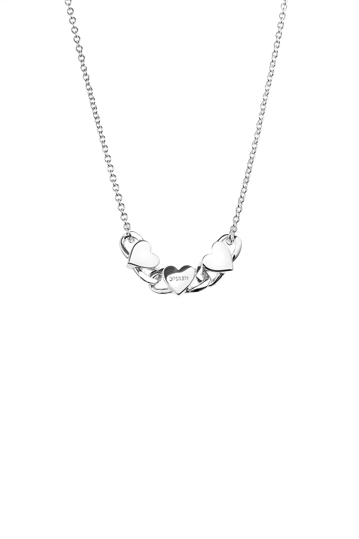 Sterling Silver Stolen Girlfriends Club Triple Hearts Love Chain Necklace