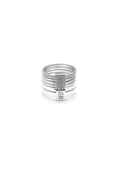 Six Piece Band Ring size Q Sterling Silver