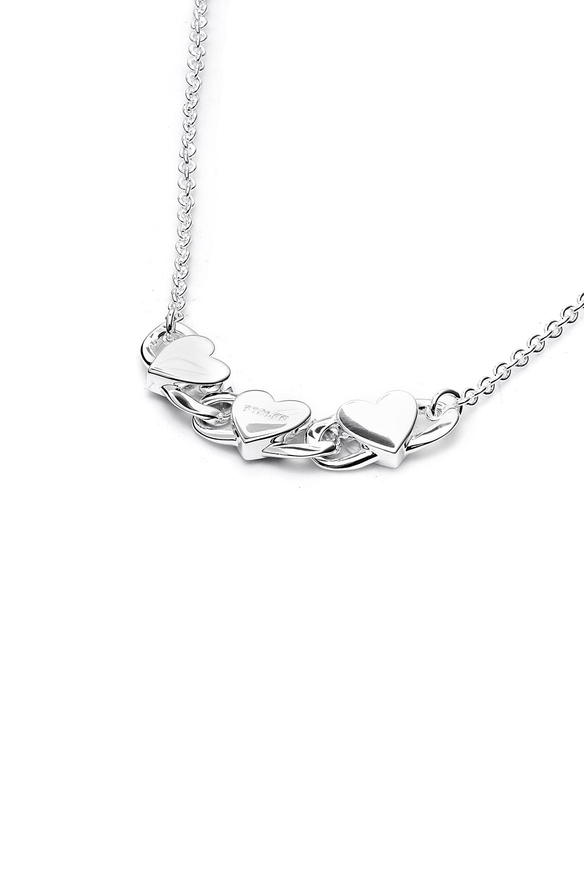 Sterling Silver Stolen Girlfriends Club Triple Hearts Love Chain Necklace