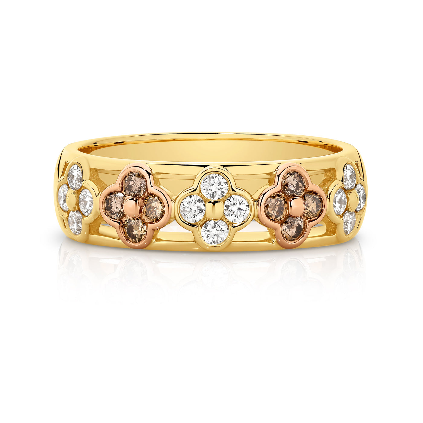 18ct Floral Australian Chocolate Diamond and Diamond Ring