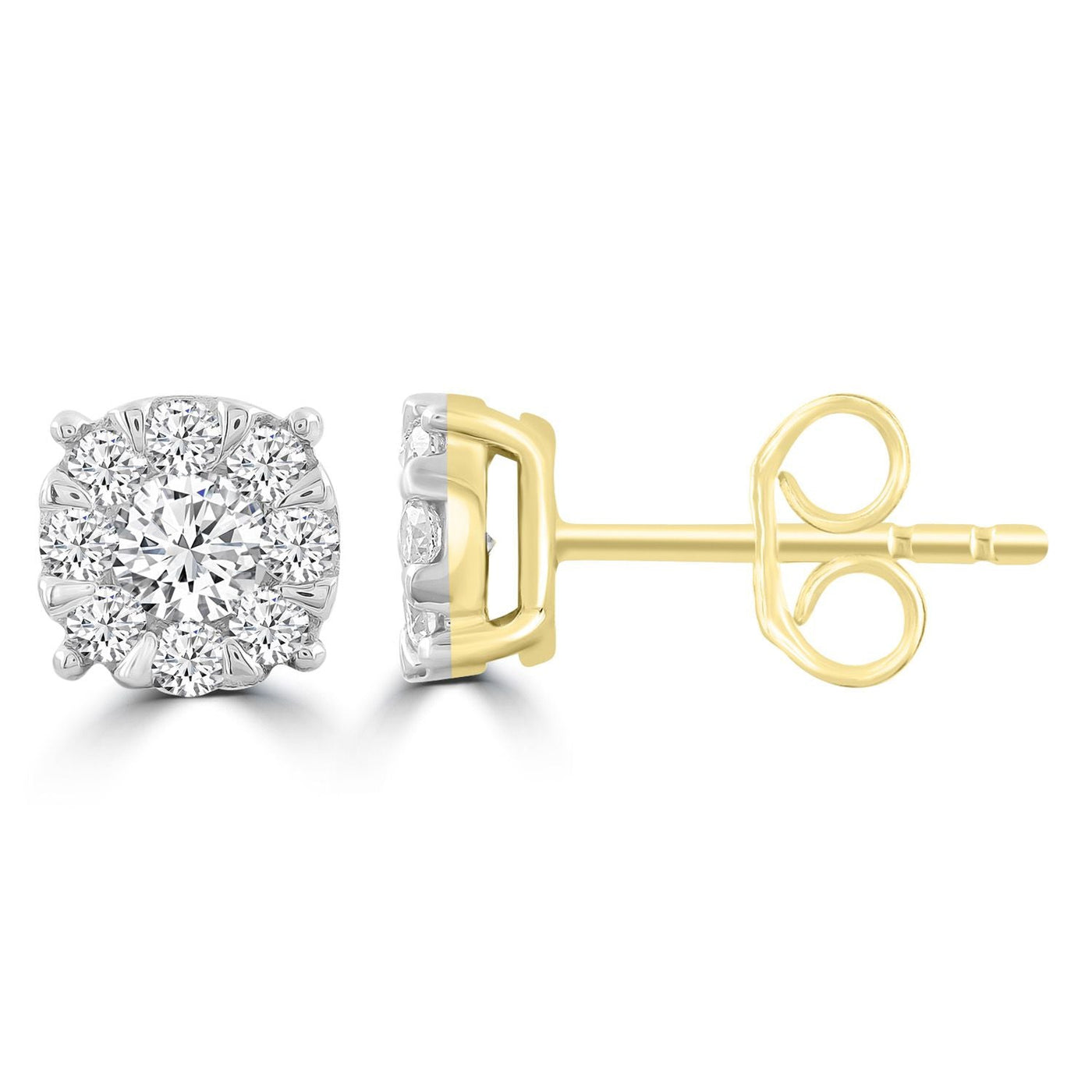 0.50tdw Diamond Cluster Stud Earrings
