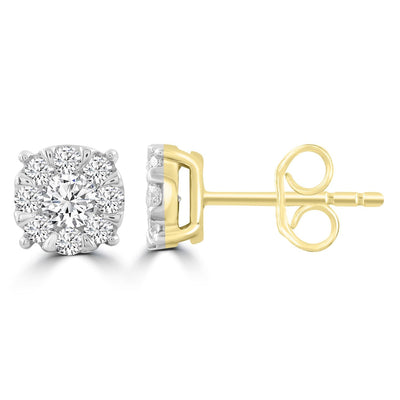 0.50tdw Diamond Cluster Stud Earrings