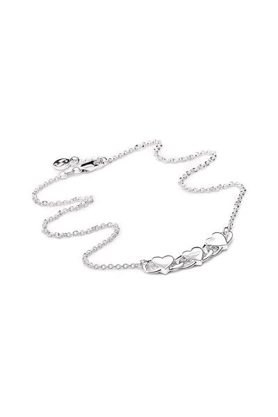 Sterling Silver Stolen Girlfriends Club Triple Hearts Love Chain Necklace