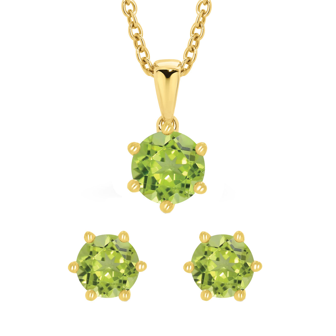 9ct Yellow Gold Peridot Studs
