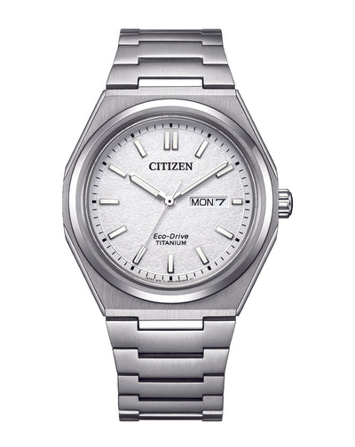 Silver and White Titanium Citizen Eco-Drive Watch