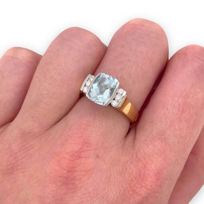 Aquamarine and Diamond Ring