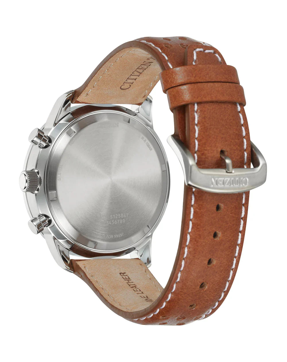 Cream and Silver Citizen Eco-Drive Watch with Leather Strap