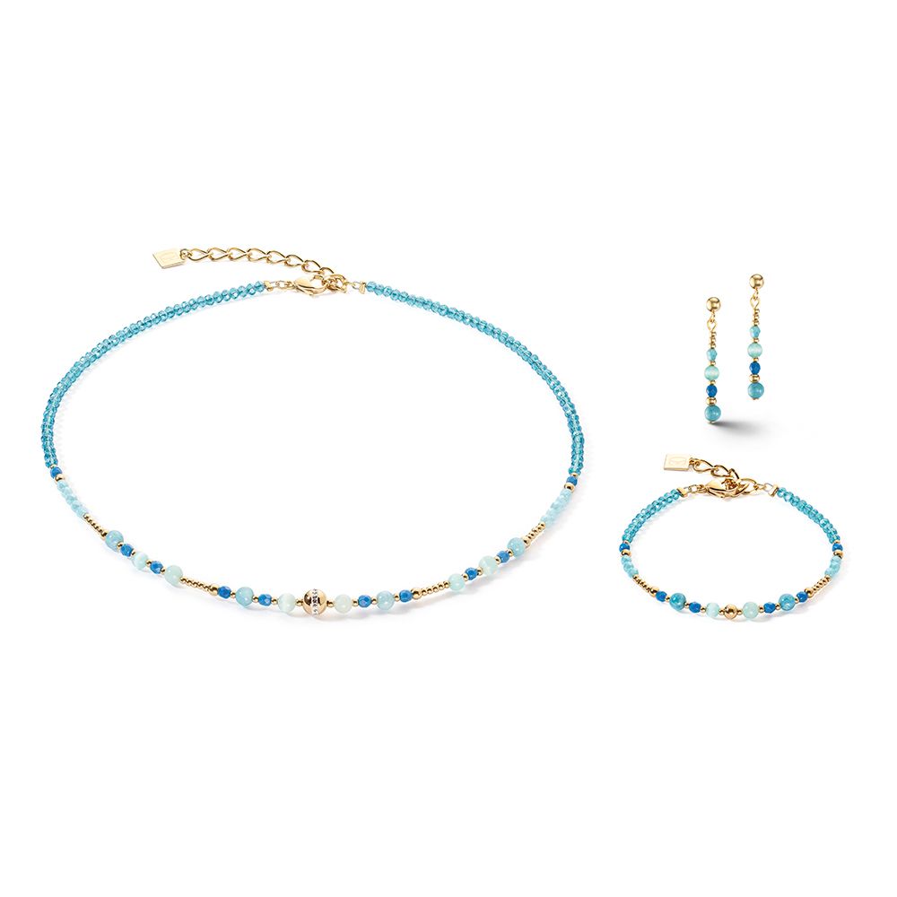 Coeur de Lion Mini Ocean Blue and Gold Earrings