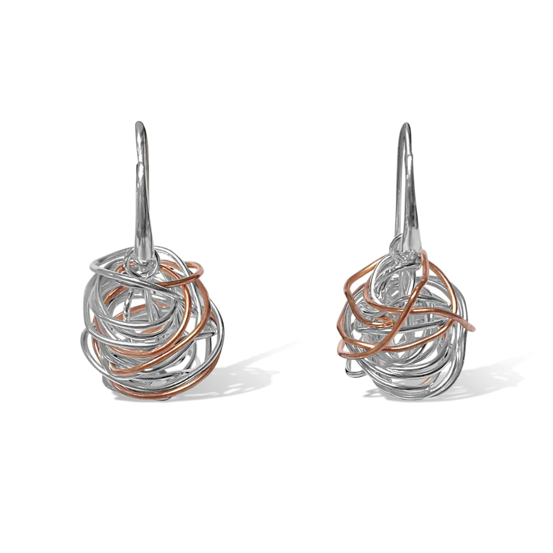 Chaos Sterling Silver and Copper Earrings