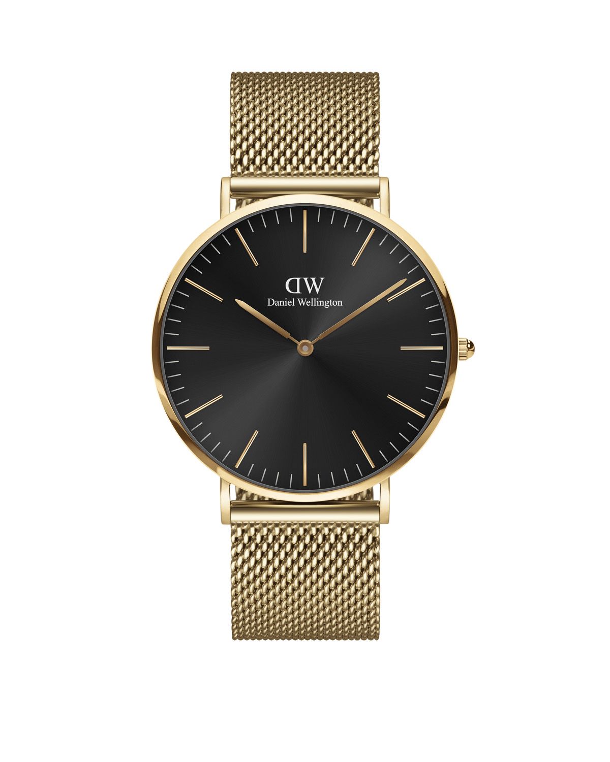 Daniel Wellington 'Classic Mesh Onyx' 40mm Gold Watch