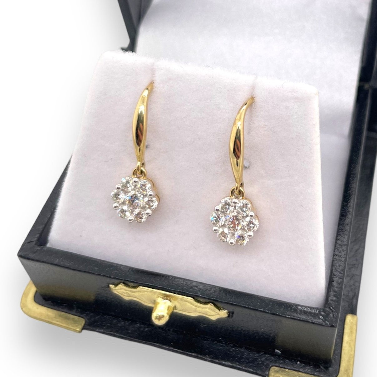 0.73tdw Diamond Cluster Drop Earrings