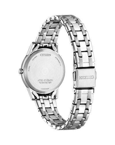 Citizen Ladies Eco Drive Blue and Silver Watch with Diamonds