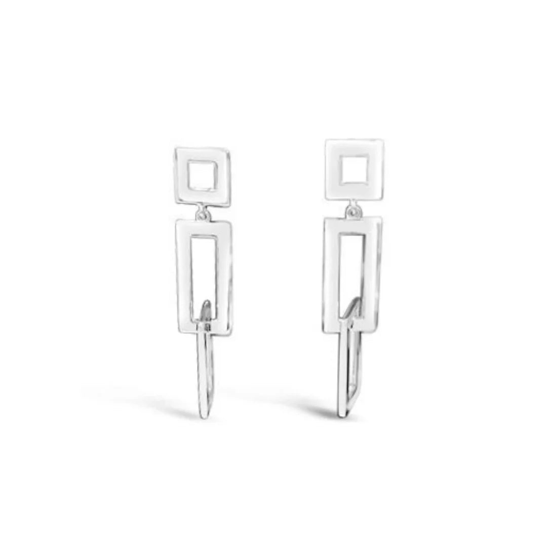Sterling Silver Geometric Drop Earrings