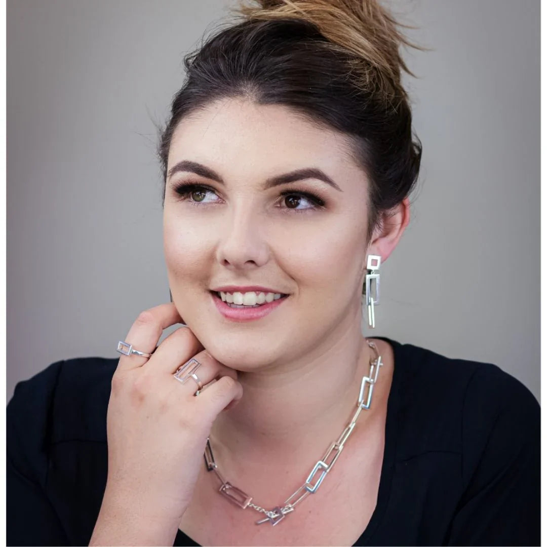 Sterling Silver Geometric Drop Earrings