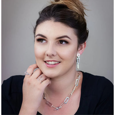 Sterling Silver Geometric Drop Earrings