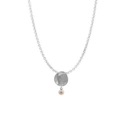 Freshwater Pearl and Sterling Silver Disk Necklace