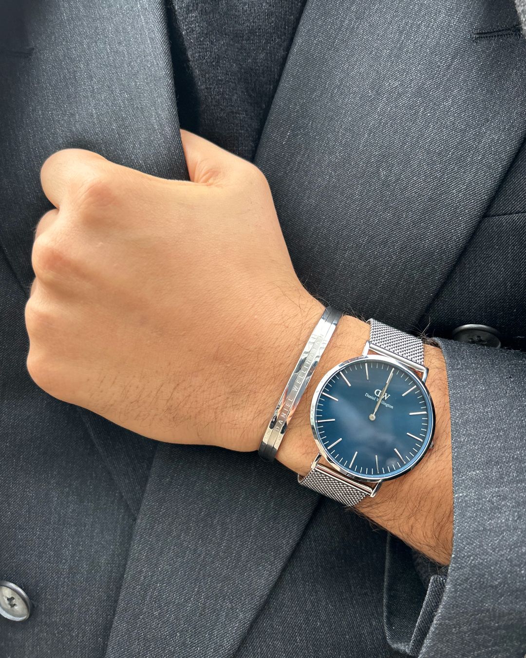 Daniel Wellington 'Classic Mesh Arctic' 40mm Blue Watch