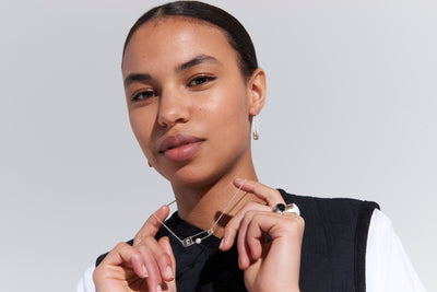 Sterling Silver Karen Walker Runaway Safety Pin Necklace
