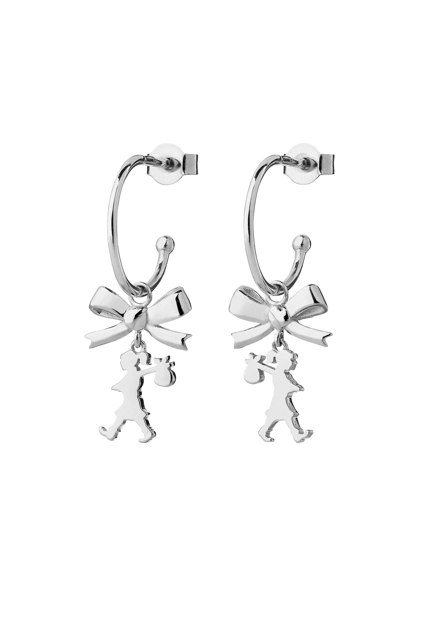 Sterling Silver Karen Walker Mini Girl with a Bow Hoops