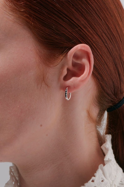 Sterling Silver Karen Walker Miniaturist Onyx Huggies