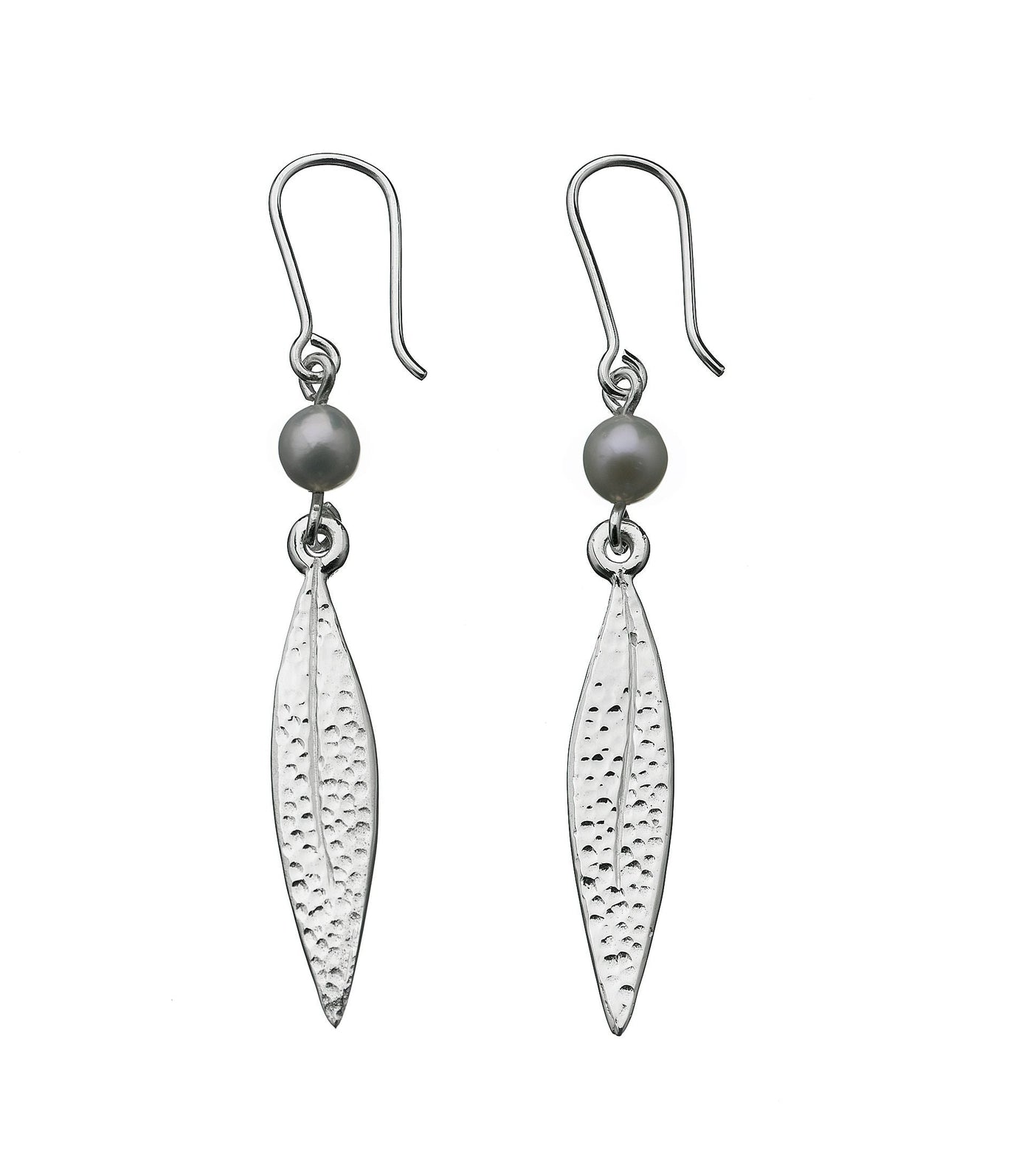 Sterling Silver and Pearl Karen Walker Leaf Earring