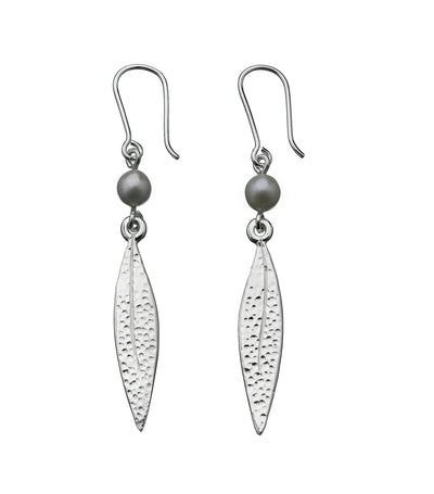 Sterling Silver and Pearl Karen Walker Leaf Earring
