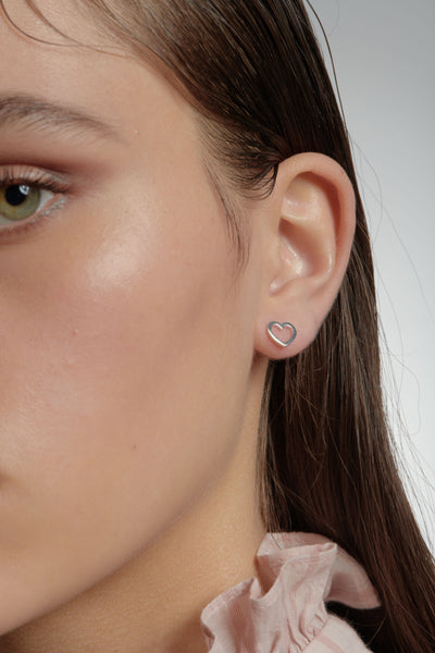 Sterling Silver Karen Walker Mini Heart Studs