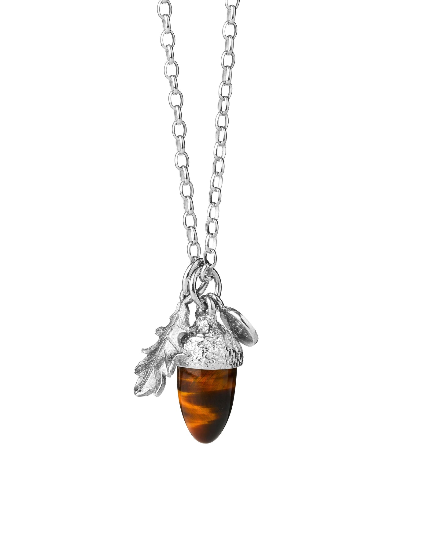 Sterling Silver Karen Walker Acorn with Tiger's Eye 45cm Necklace