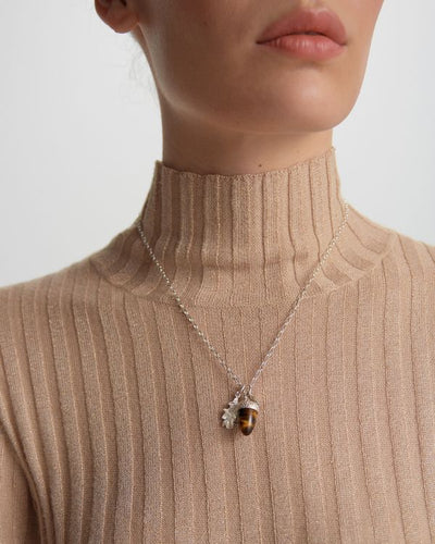 Sterling Silver Karen Walker Acorn with Tiger's Eye 45cm Necklace
