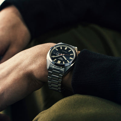 Seiko 5 Black and Cream Watch