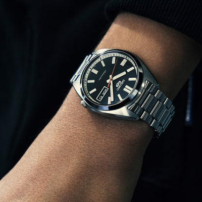 Seiko 5 Black and Cream Watch