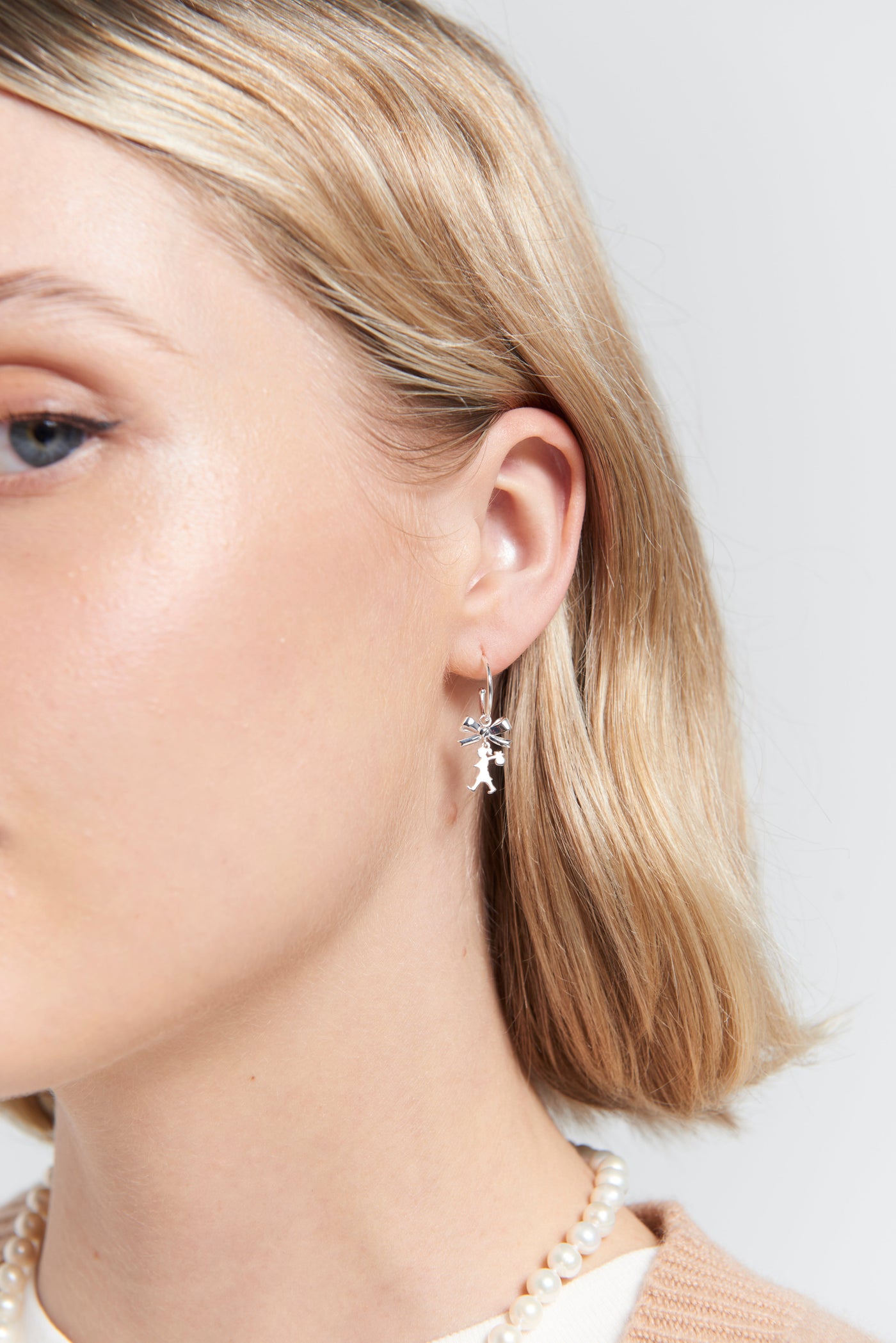 Sterling Silver Karen Walker Mini Girl with a Bow Hoops