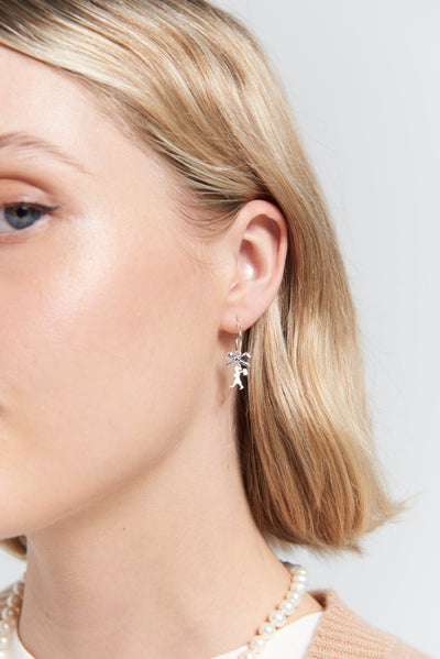 Sterling Silver Karen Walker Mini Girl with a Bow Hoops