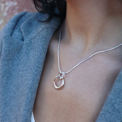 Sterling Silver and Rose Gold Plated Circles Necklace