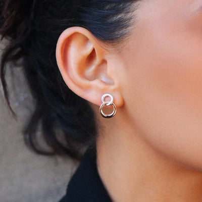 Sterling Silver and Rose Gold Plated Circles Studs