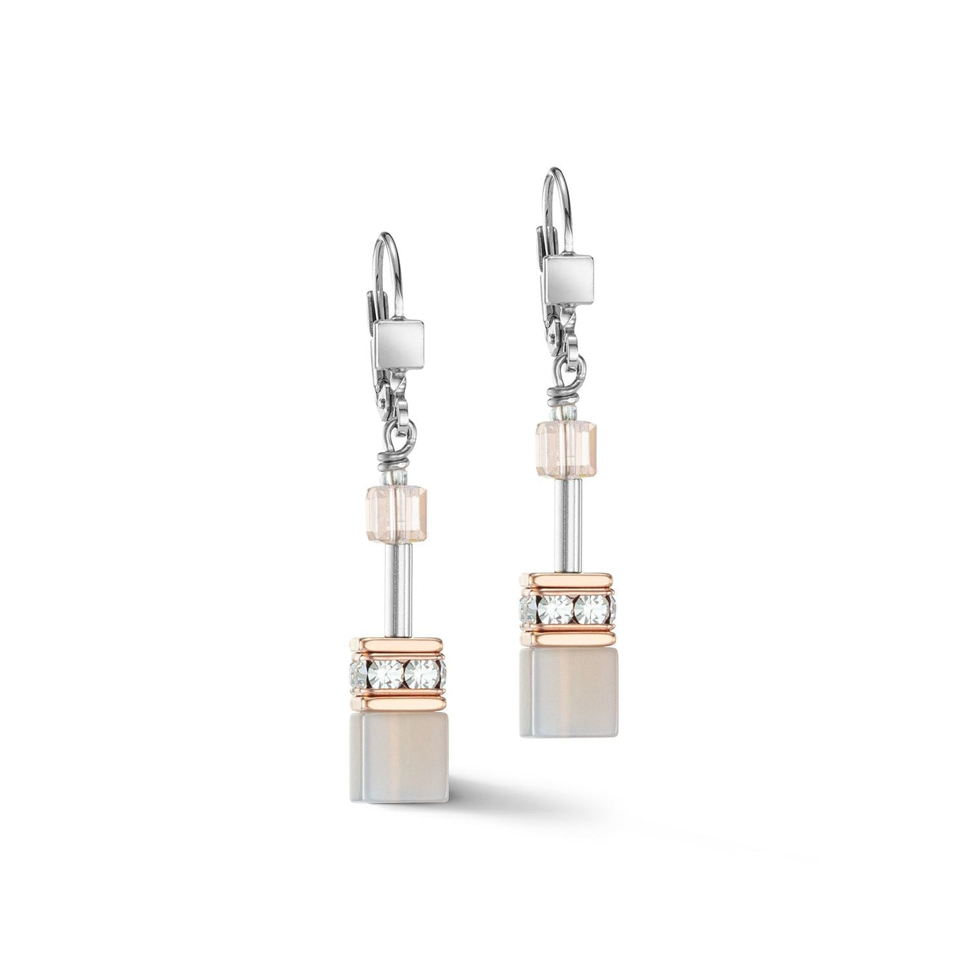 Coeur de Lion Rose and Silver Earrings