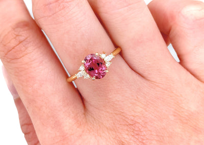 Sweet Pink Tourmaline and Diamond Ring