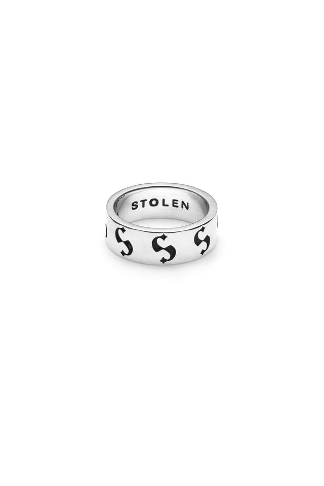 Sterling Silver Stolen Girlfriends Club S Logo Imprint Band Narrow Ring