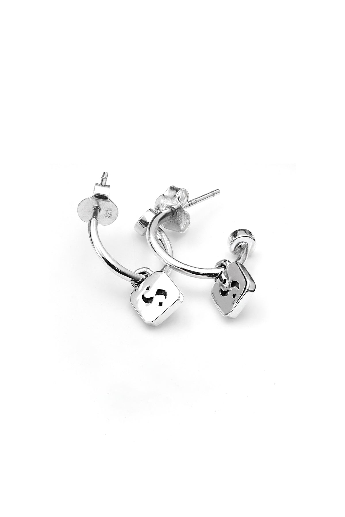 Sterling Silver Stolen Girlfriends Club S Logo Tag Anchor Earrings