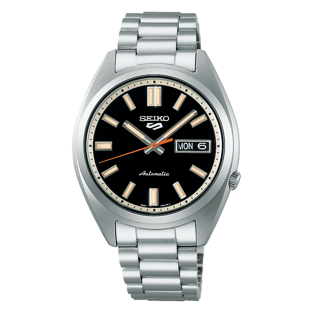 Seiko 5 Black and Cream Watch