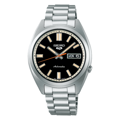 Seiko 5 Black and Cream Watch